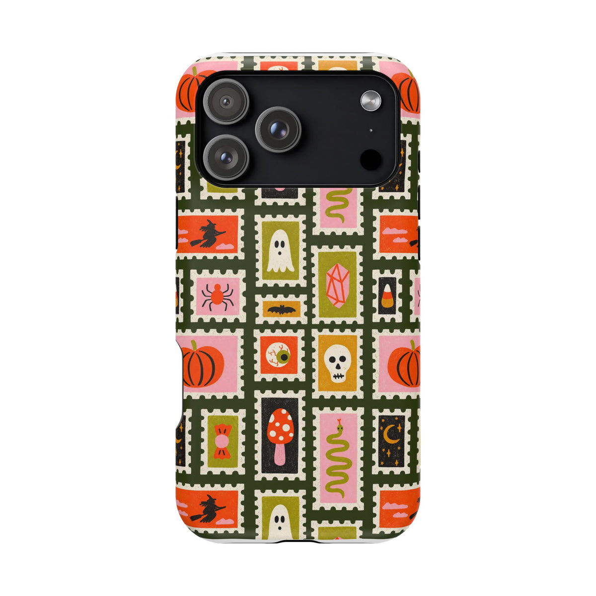 Halloween Stamp Pattern Phone Case — Cute Spooky Icons Magnetic Impact-Resistant Case
