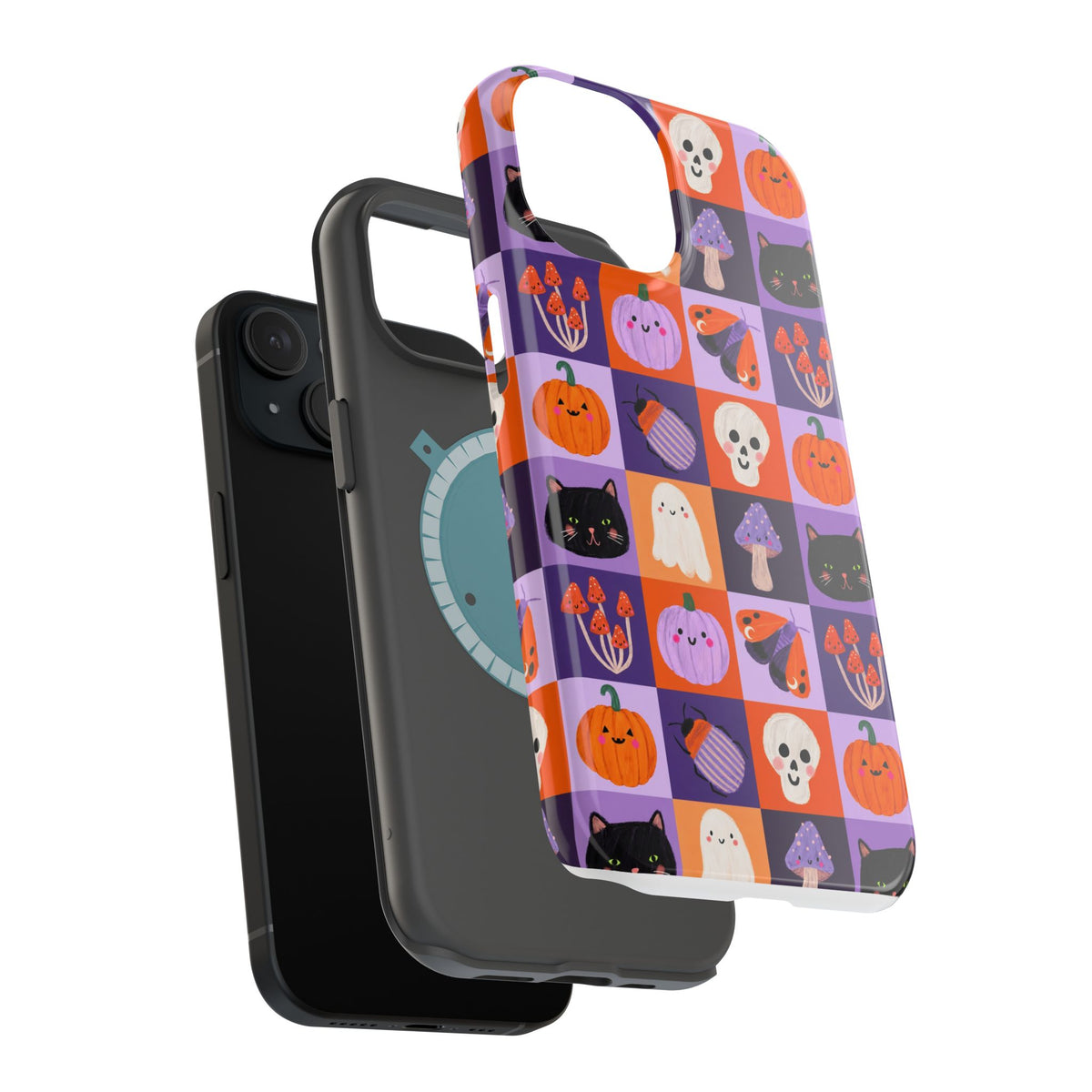 Halloween Pattern Magnetic Impact-Resistant Phone Case — Cute Pumpkins, Cats & Ghosts