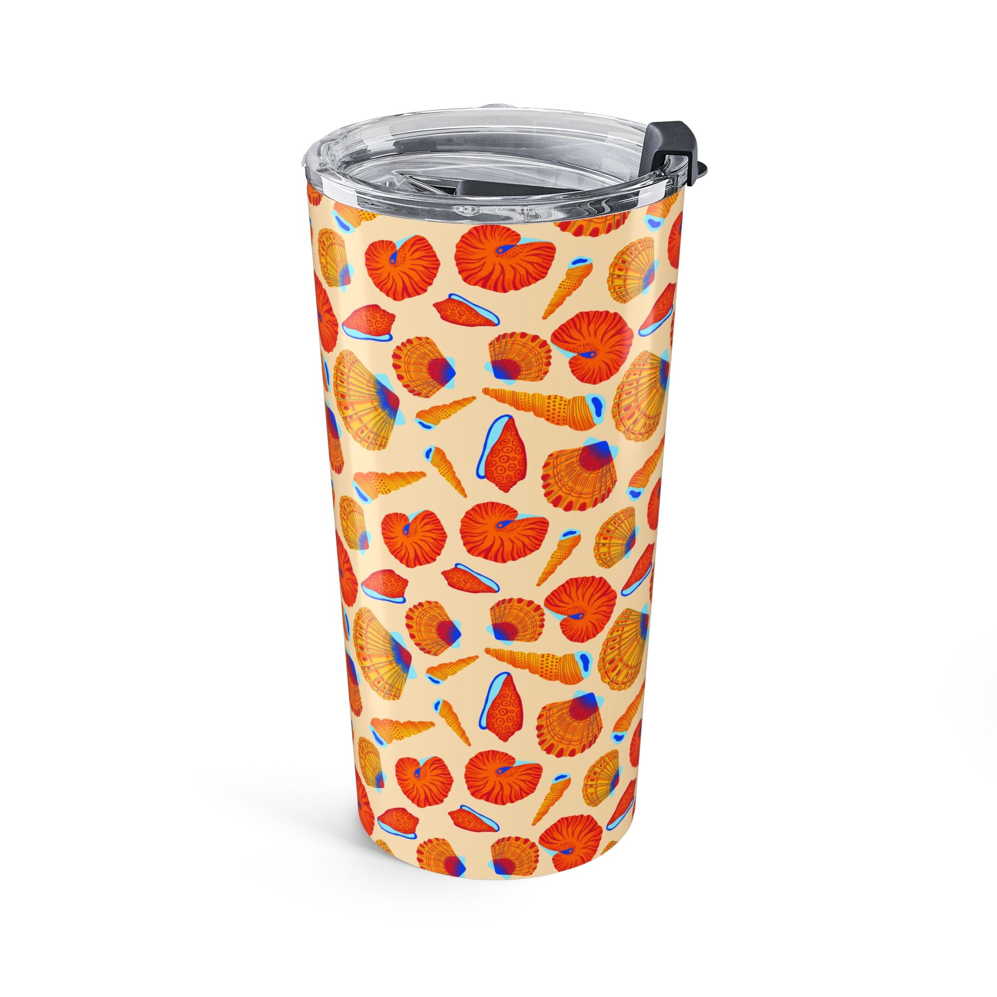 20oz Seashell Pattern Tumbler — Colorful Coastal Drink Thermos