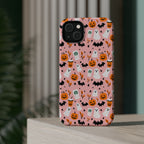 Halloween Ghosts & Pumpkins Magnetic Phone Case — Cute Pink Spooky Pattern