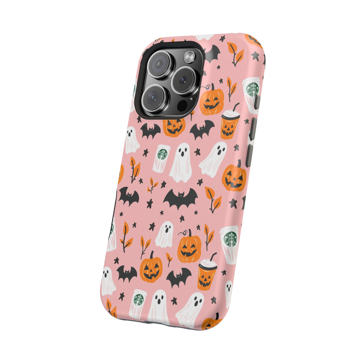 Halloween Cute Pattern Phone Case — Pink Ghosts, Pumpkins & Bats Magnetic Impact-Resistant