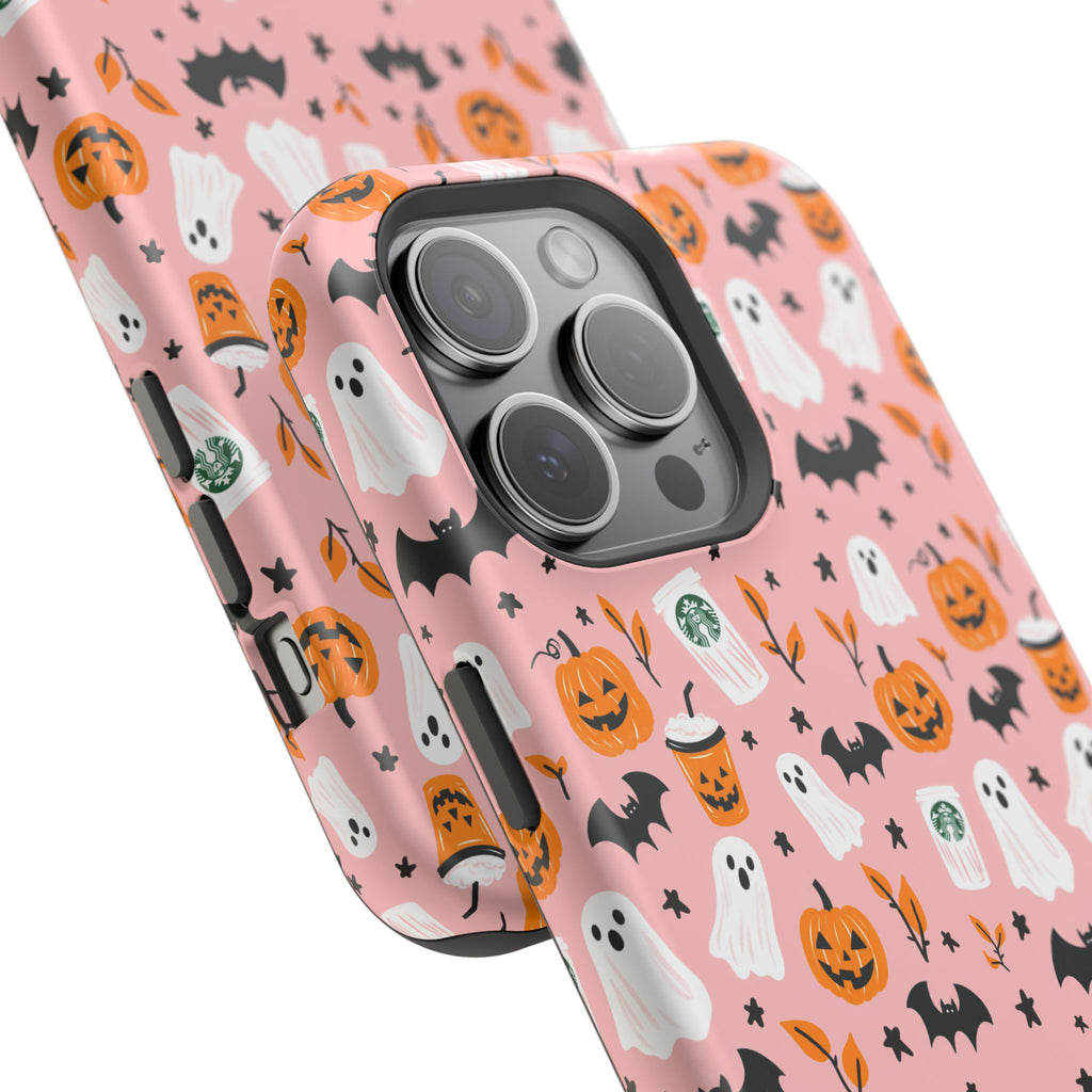 Halloween Ghosts & Pumpkins Magnetic Phone Case — Cute Pink Spooky Pattern