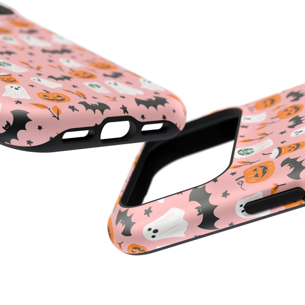 Halloween Ghosts & Pumpkins Magnetic Phone Case — Cute Pink Spooky Pattern