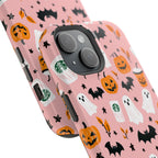 Halloween Cute Pattern Phone Case — Pink Ghosts, Pumpkins & Bats Magnetic Impact-Resistant