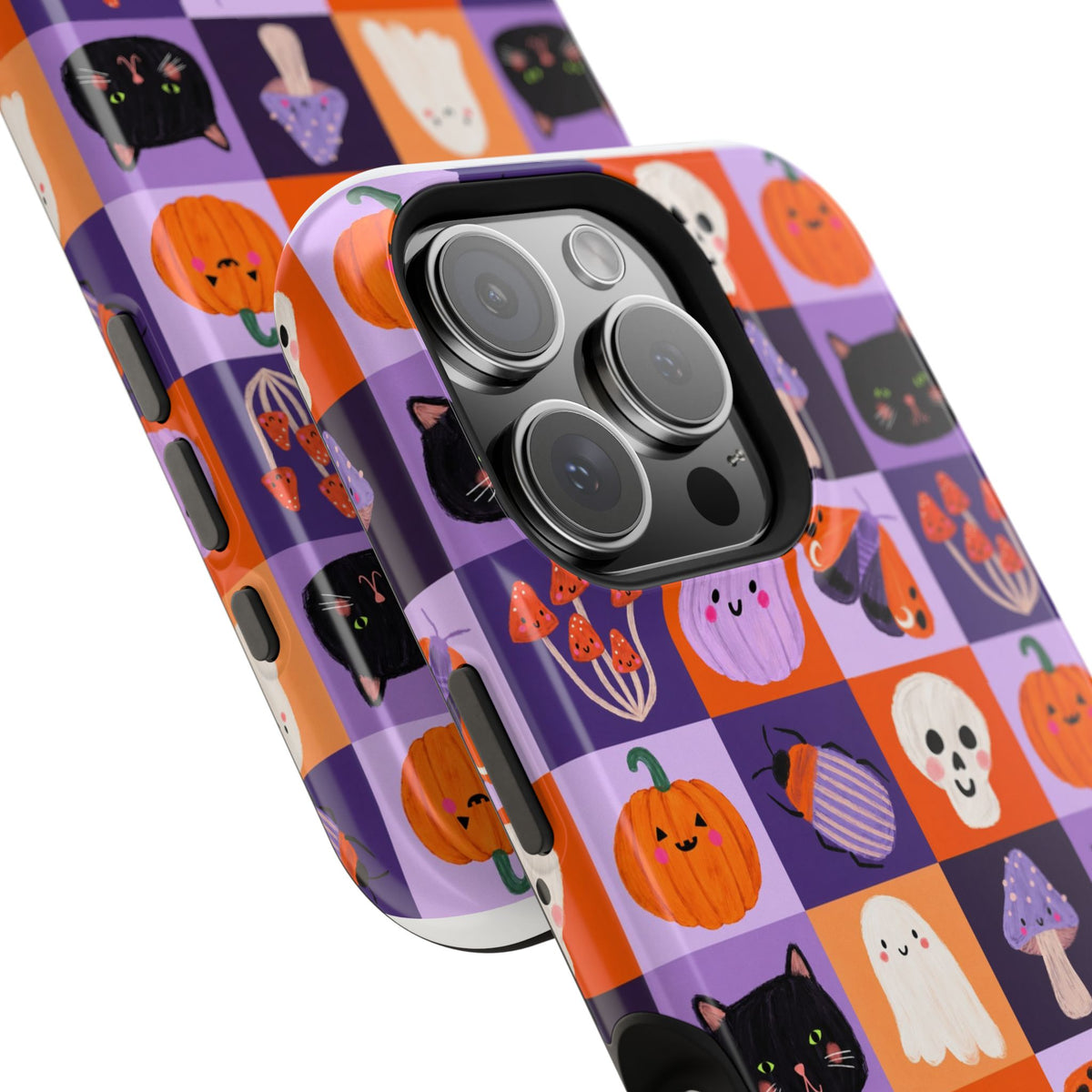 Halloween Pattern Magnetic Impact-Resistant Phone Case — Cute Pumpkins, Cats & Ghosts