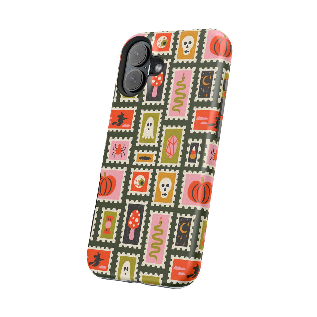 Halloween Stamp Pattern Phone Case — Cute Spooky Icons Magnetic Impact-Resistant Case
