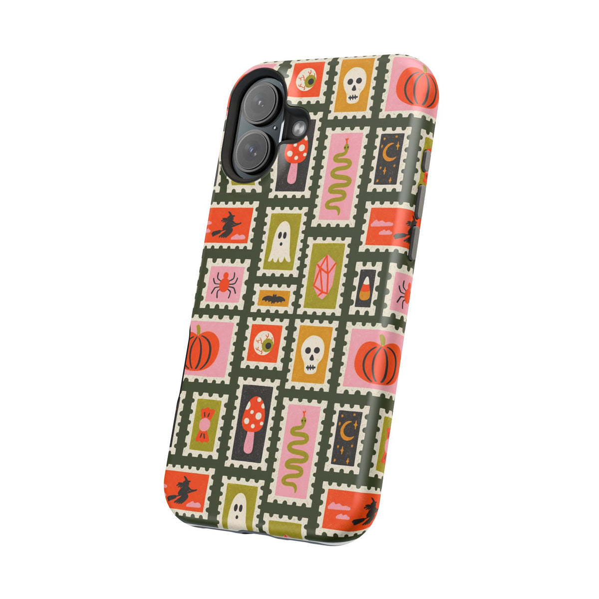 Halloween Stamp Pattern Phone Case — Cute Spooky Icons Magnetic Impact-Resistant Case