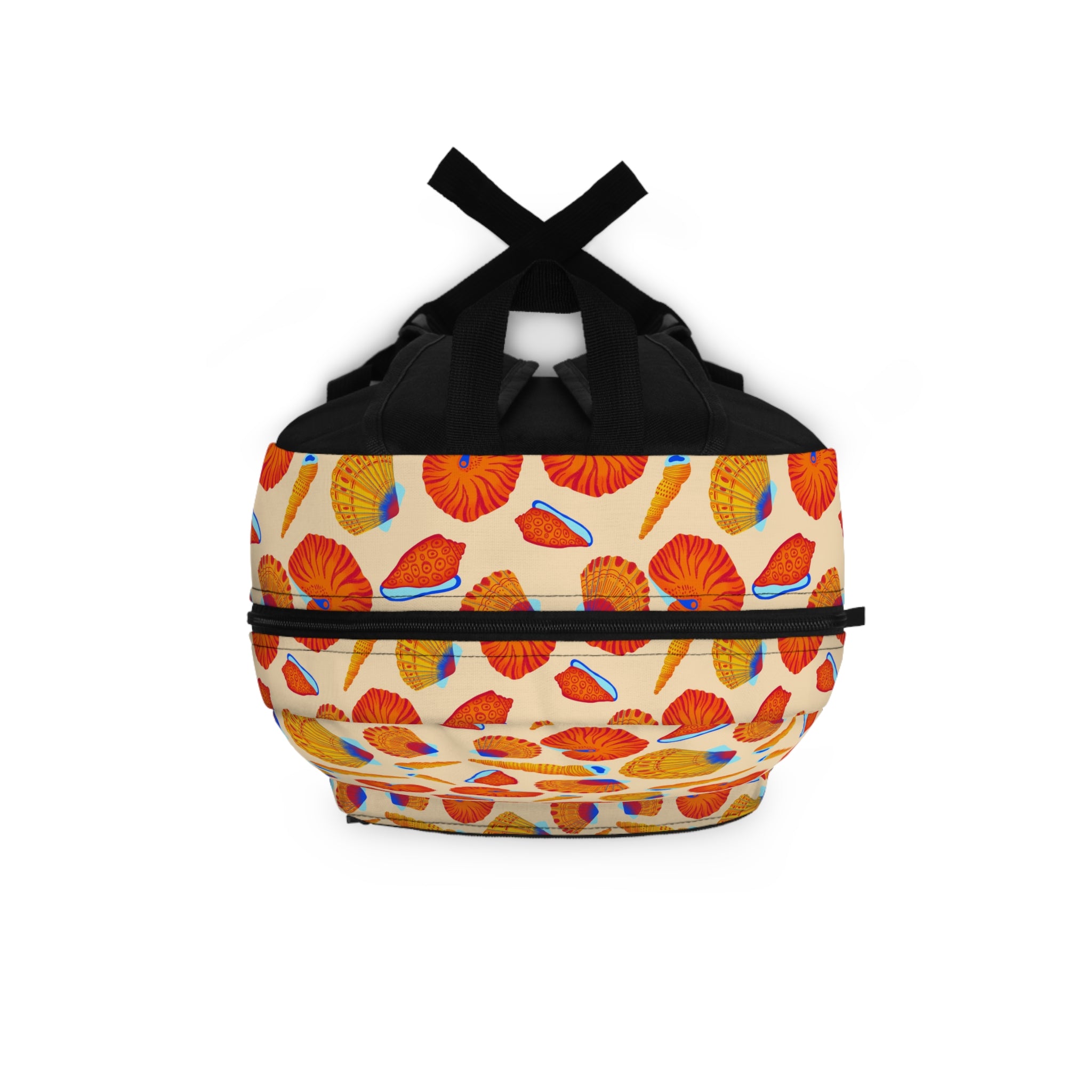 Autumn Seashell Backpack — Orange Nautical Beach Pattern Bag