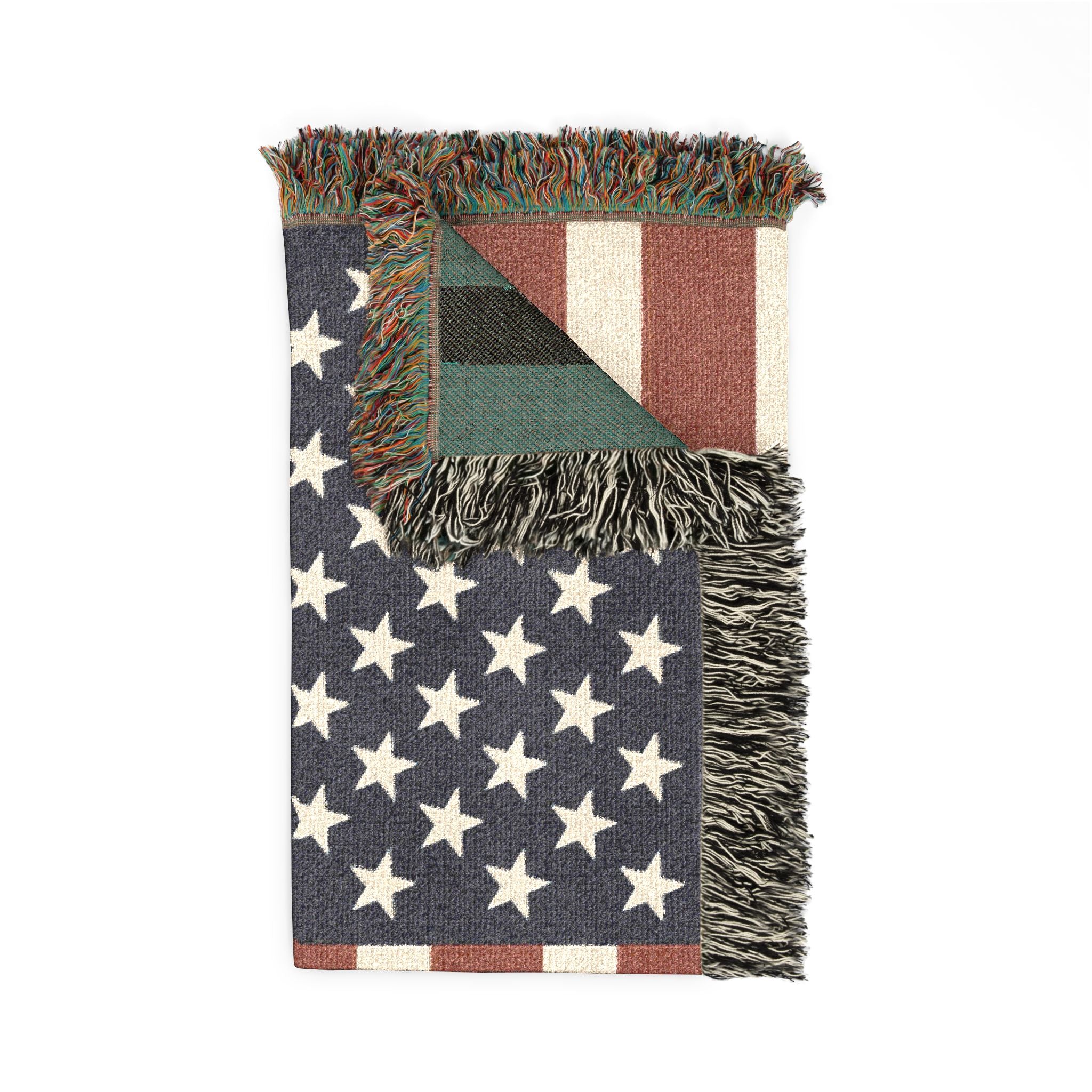 American Flag Woven Blanket — Rustic Patriotic Throw for Home & Outdoors