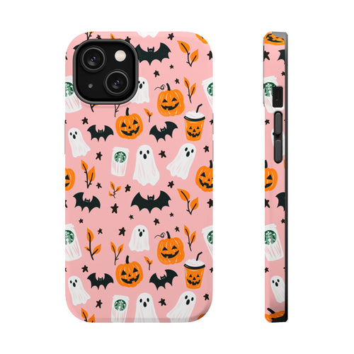 Halloween Cute Pattern Phone Case — Pink Ghosts, Pumpkins & Bats Magnetic Impact-Resistant
