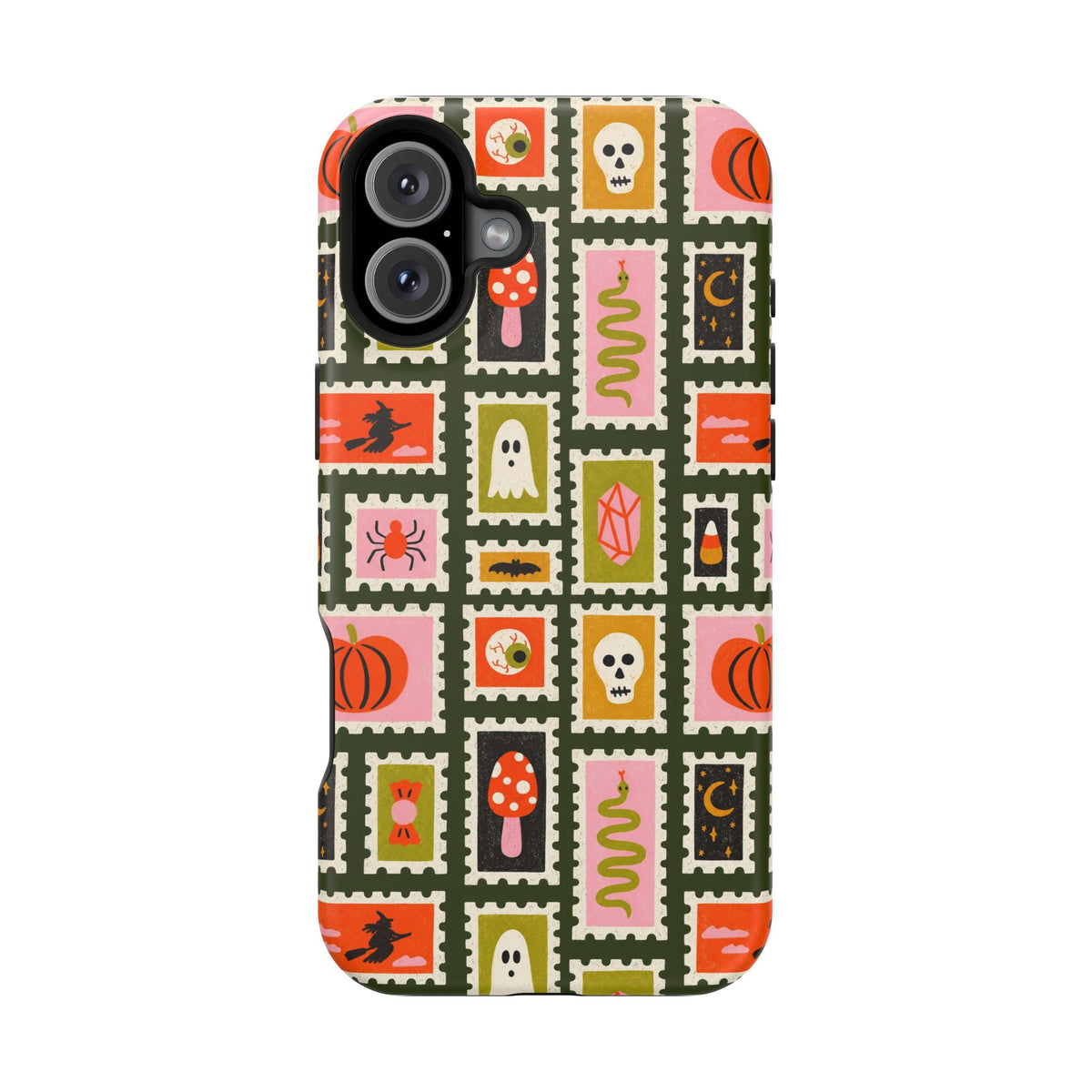 Halloween Stamp Pattern Phone Case — Cute Spooky Icons Magnetic Impact-Resistant Case