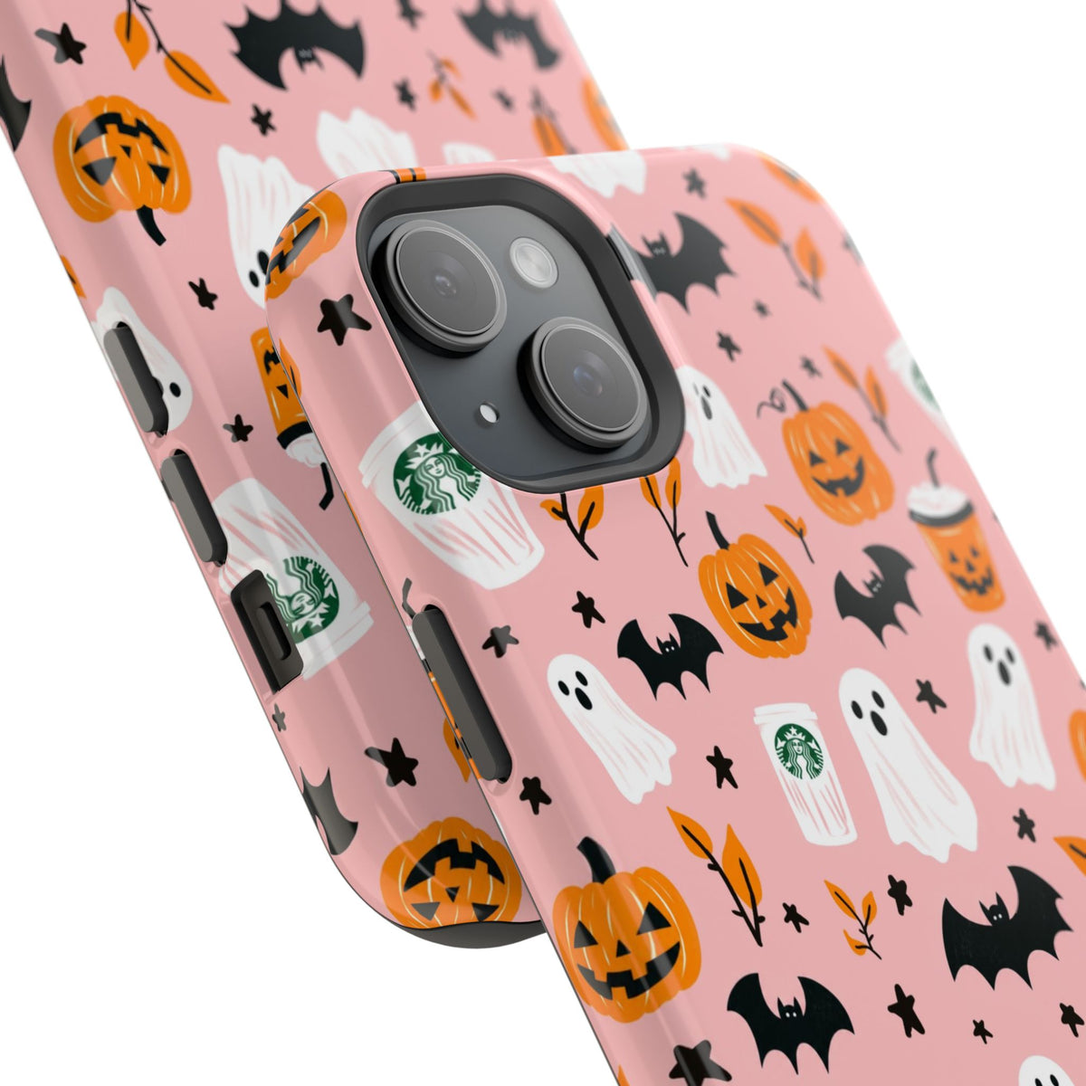 Halloween Cute Pattern Phone Case — Pink Ghosts, Pumpkins & Bats Magnetic Impact-Resistant