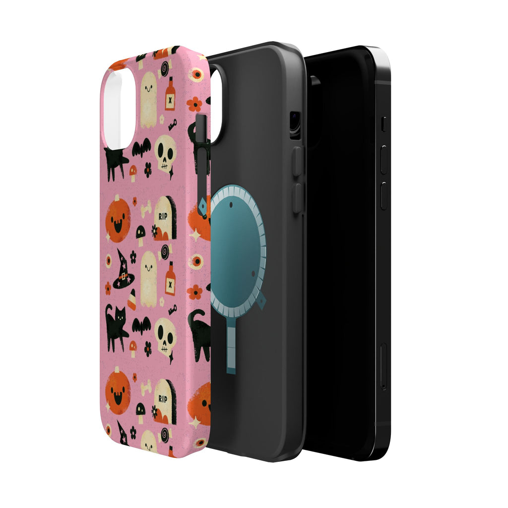 Cute Pink Halloween Magnetic Impact Phone Case — Ghosts, Pumpkins & Skulls