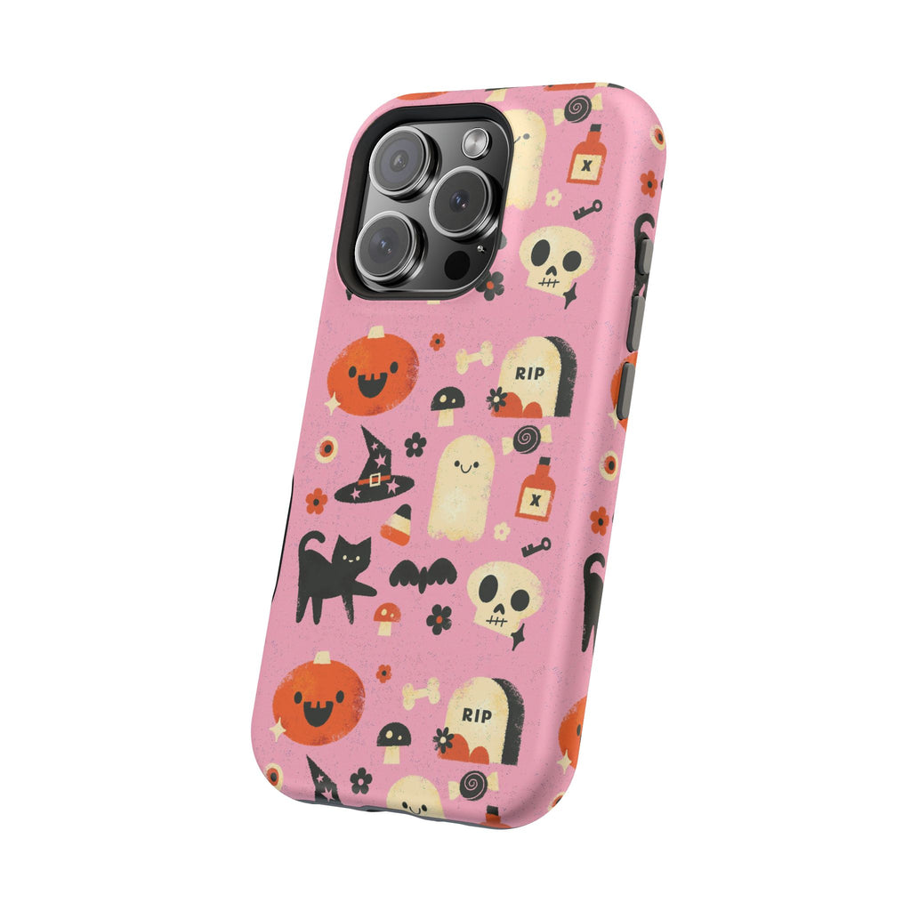 Cute Pink Halloween Magnetic Impact Phone Case — Ghosts, Pumpkins & Skulls
