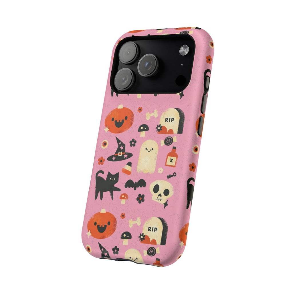 Cute Pink Halloween Magnetic Impact Phone Case — Ghosts, Pumpkins & Skulls