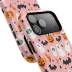 Halloween Cute Pattern Phone Case — Pink Ghosts, Pumpkins & Bats Magnetic Impact-Resistant