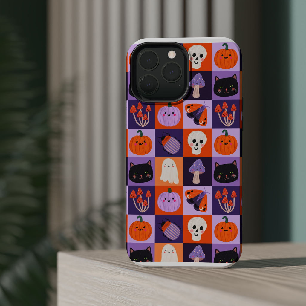Halloween Pattern Magnetic Impact-Resistant Phone Case — Cute Pumpkins, Cats & Ghosts