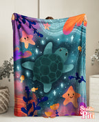 Manta infantil de tortuga marina y estrellas de mar