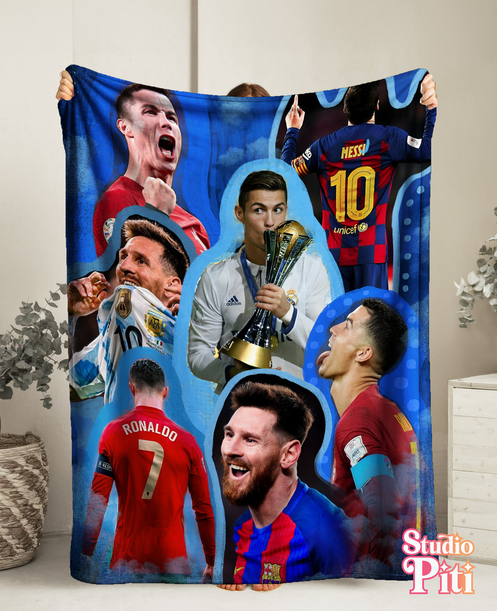 Messi & Ronaldo Collage Blanket