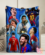Manta collage de Messi y Ronaldo