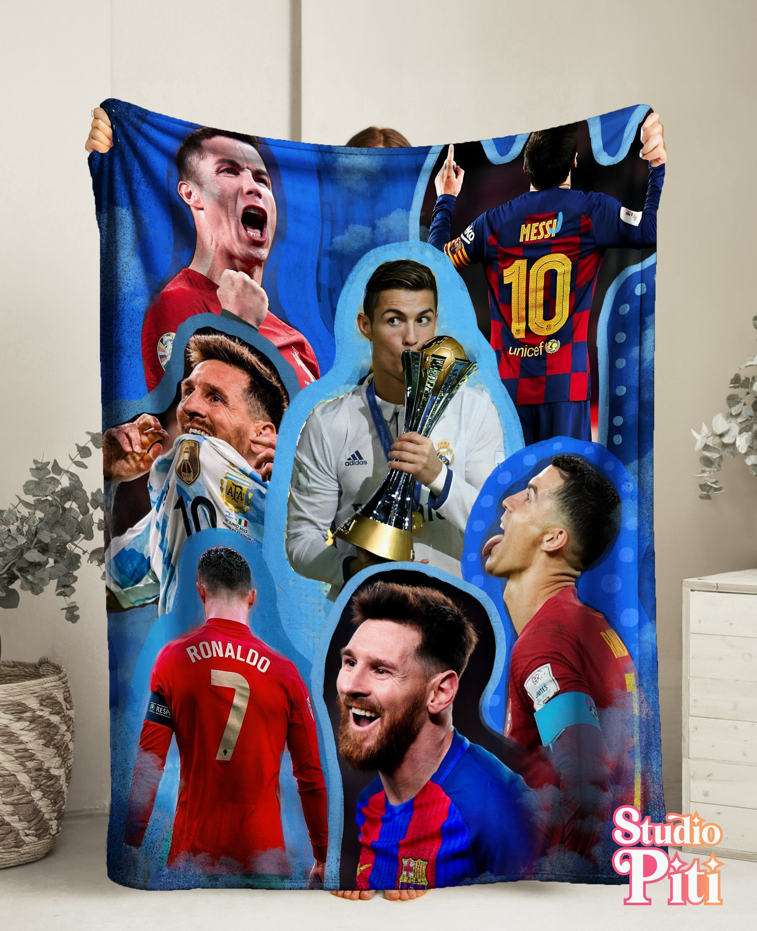 Messi & Ronaldo Collage Blanket