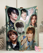 Manta de felpa aterciopelada con collage de ídolos de K-Pop