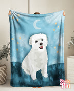 Manta de terciopelo con ilustración de perro caniche
