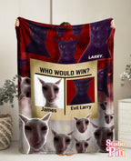 Manta de felpa de terciopelo — Manta con diseño de meme de gato "Who Would Win? James vs Evil Larry"