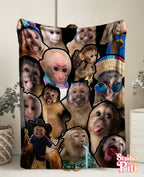 Manta de Felpa de Terciopelo con Collage de Monos