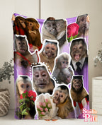 Manta de Felpa de Terciopelo con Collage de Monos