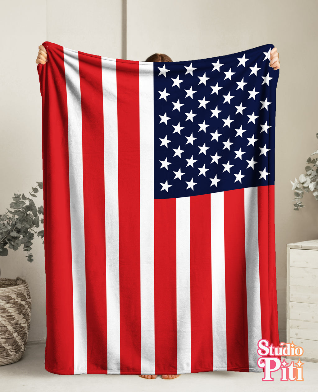 American Flag Velveteen Plush Blanket — Soft Patriotic Throw for Home, 4th of July & Memorial Day