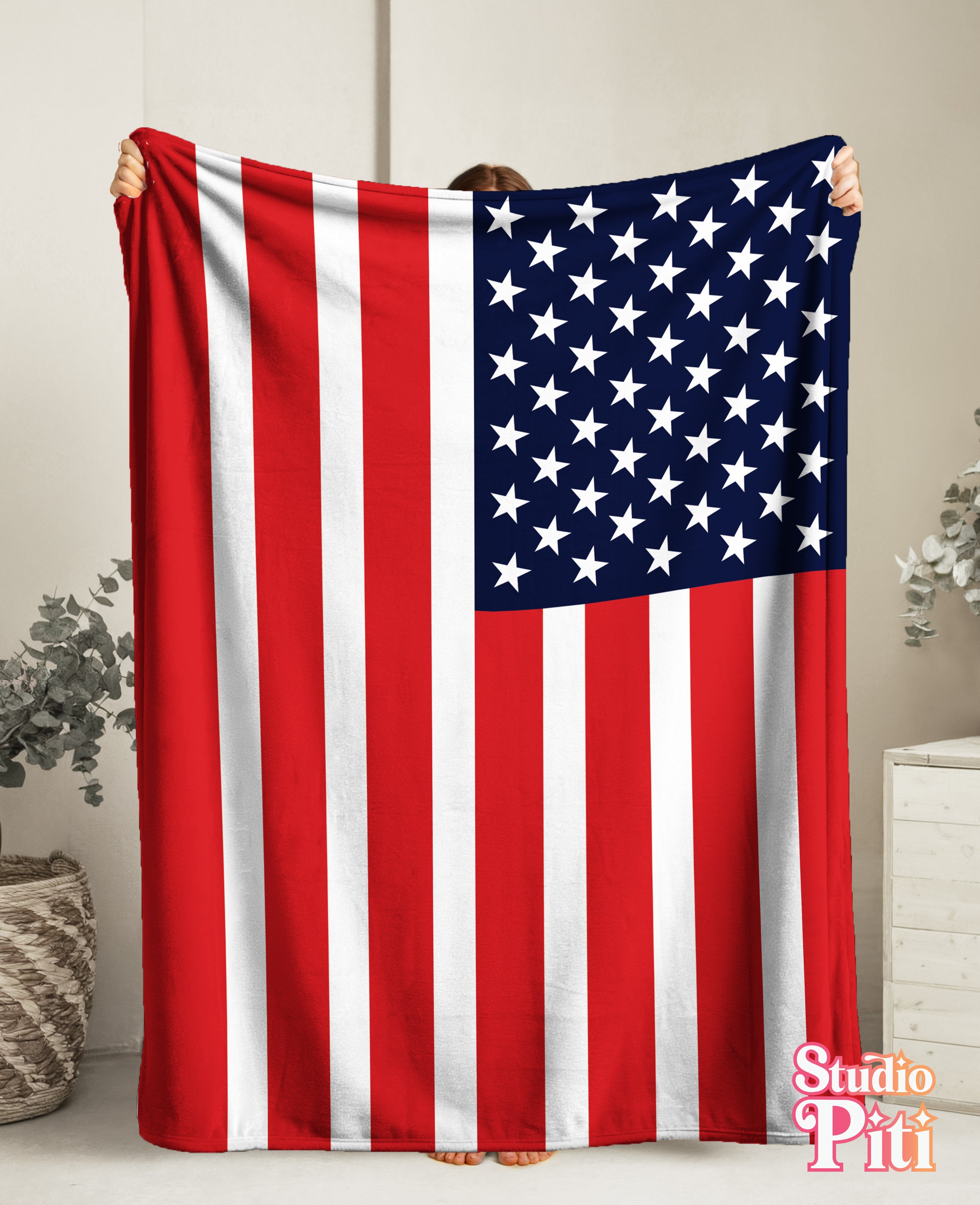American Flag Velveteen Plush Blanket — Soft Patriotic Throw for Home, 4th of July & Memorial Day