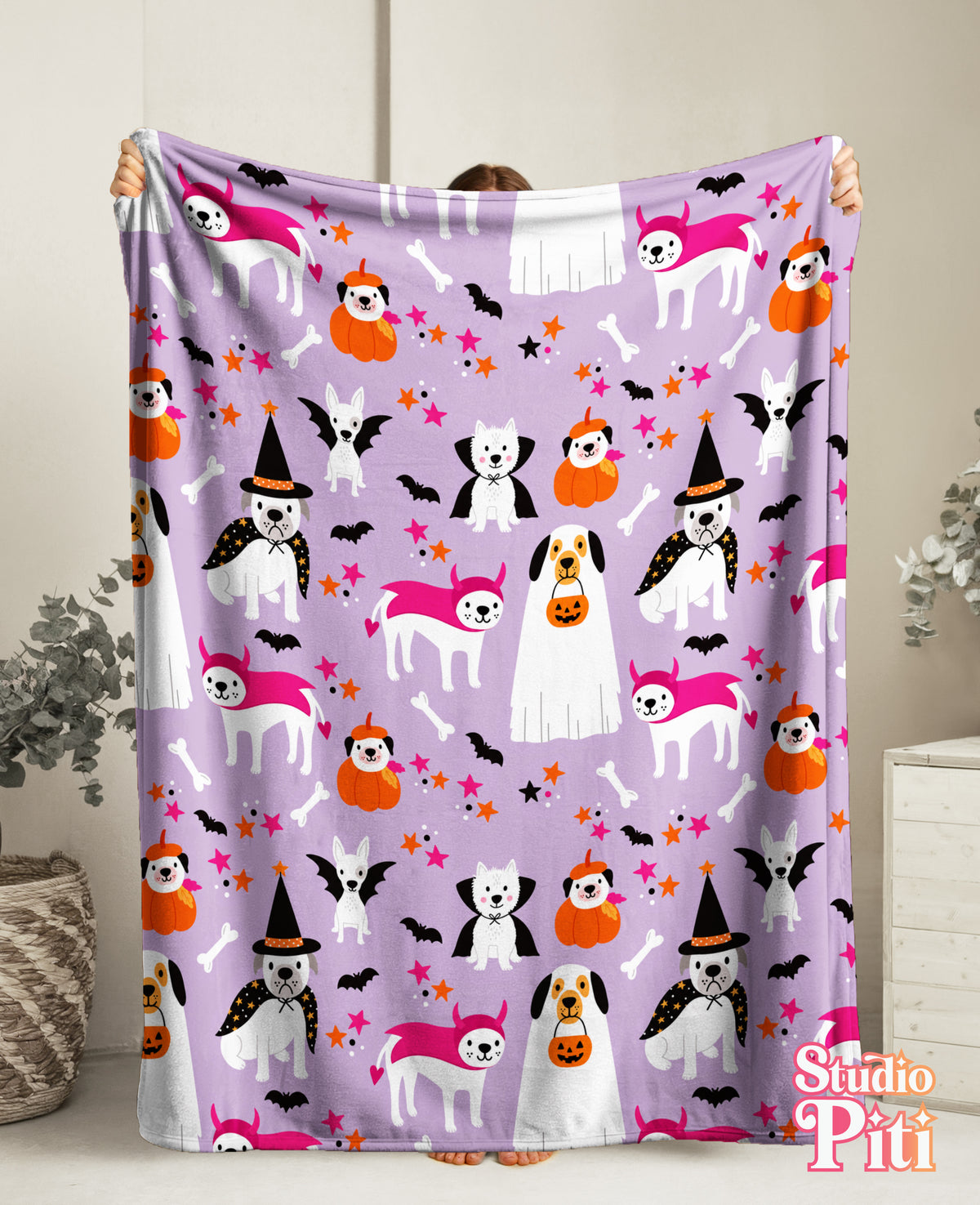 Halloween Dogs Velveteen Plush Blanket