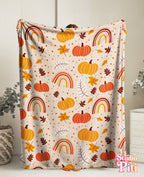 Autumn Pumpkin Rainbow Velveteen Plush Blanket — Cozy Fall Throw