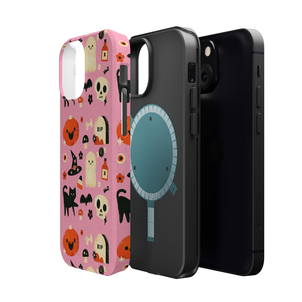 Cute Pink Halloween Magnetic Impact Phone Case — Ghosts, Pumpkins & Skulls