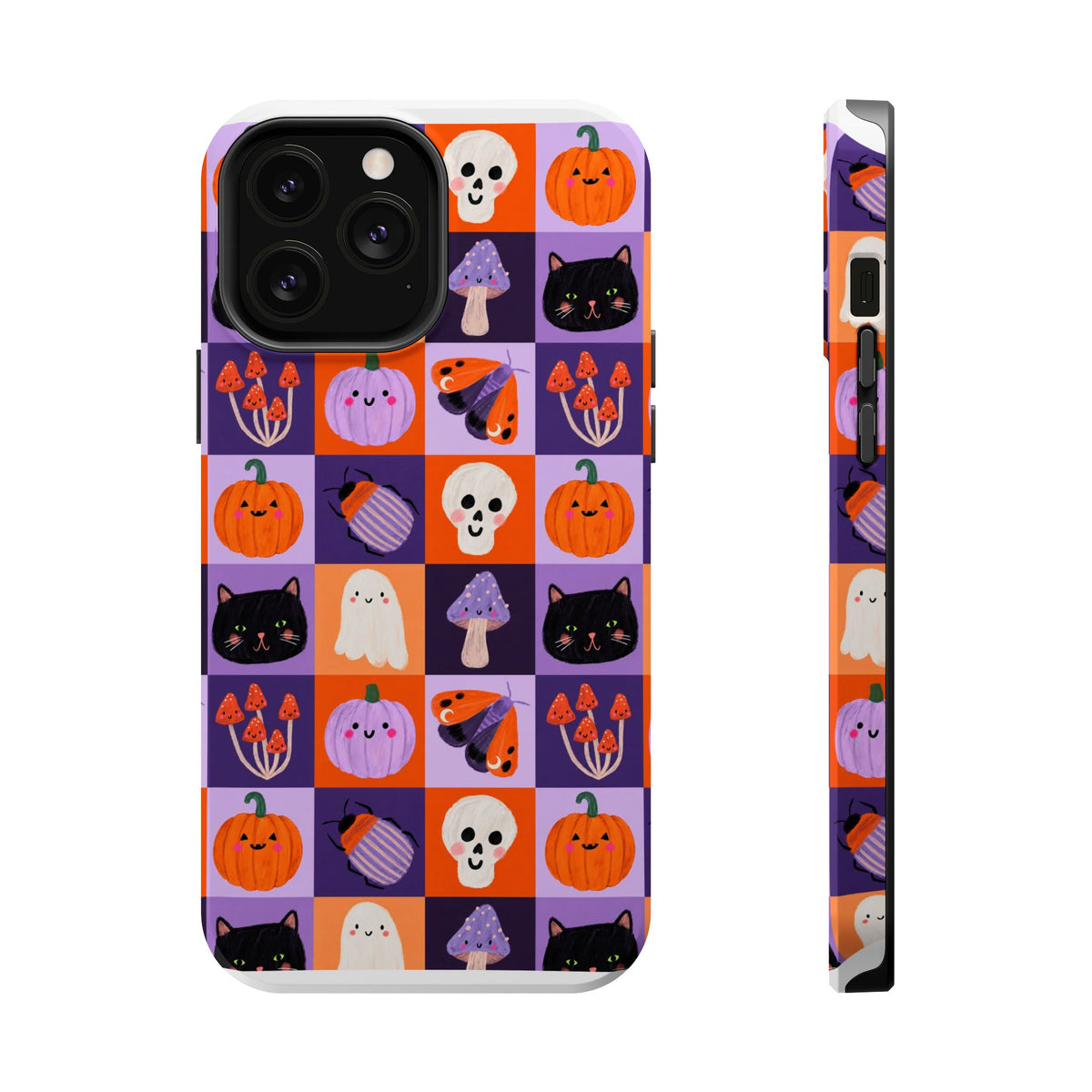 Halloween Pattern Magnetic Impact-Resistant Phone Case — Cute Pumpkins, Cats & Ghosts