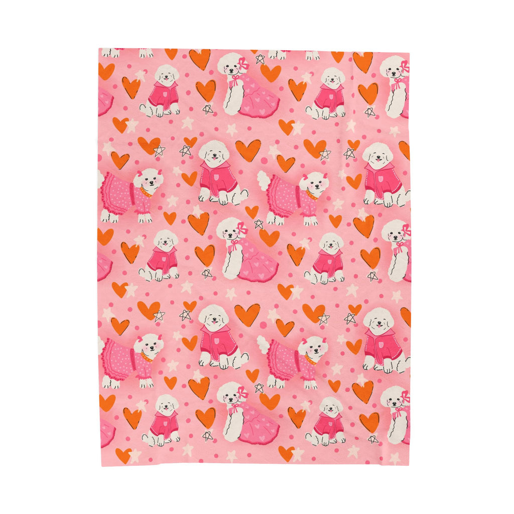 Poodle Dog Illustration Velveteen Blanket