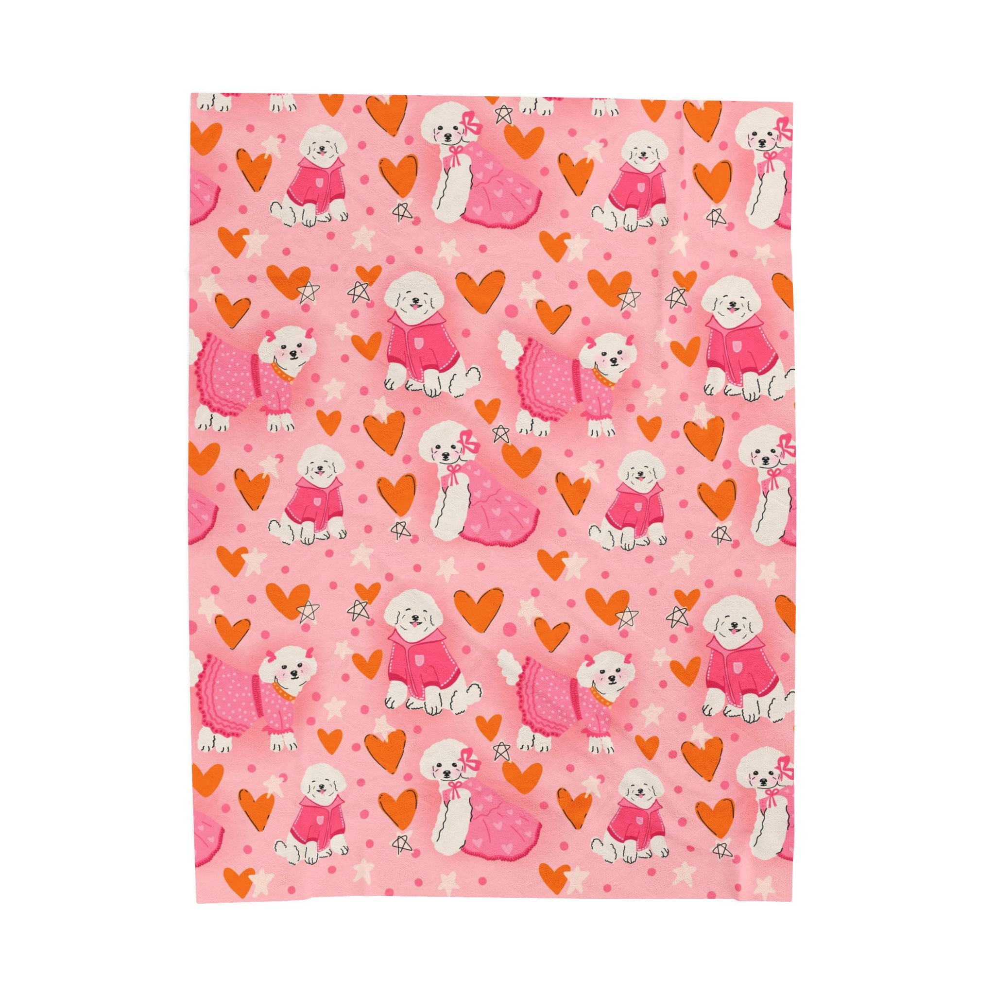 Poodle Dog Illustration Velveteen Blanket