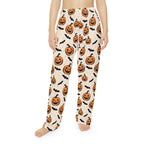 Halloween Pumpkin & Bat Women's Pajama Pants — Cozy Spooky Sleepwear