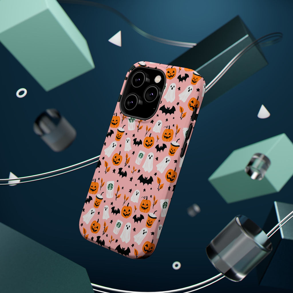 Halloween Ghosts & Pumpkins Magnetic Phone Case — Cute Pink Spooky Pattern