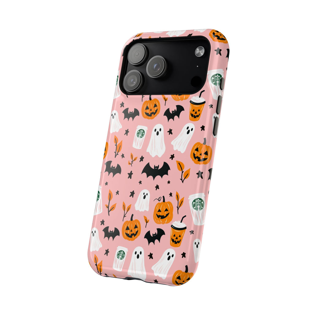 Halloween Cute Pattern Phone Case — Pink Ghosts, Pumpkins & Bats Magnetic Impact-Resistant