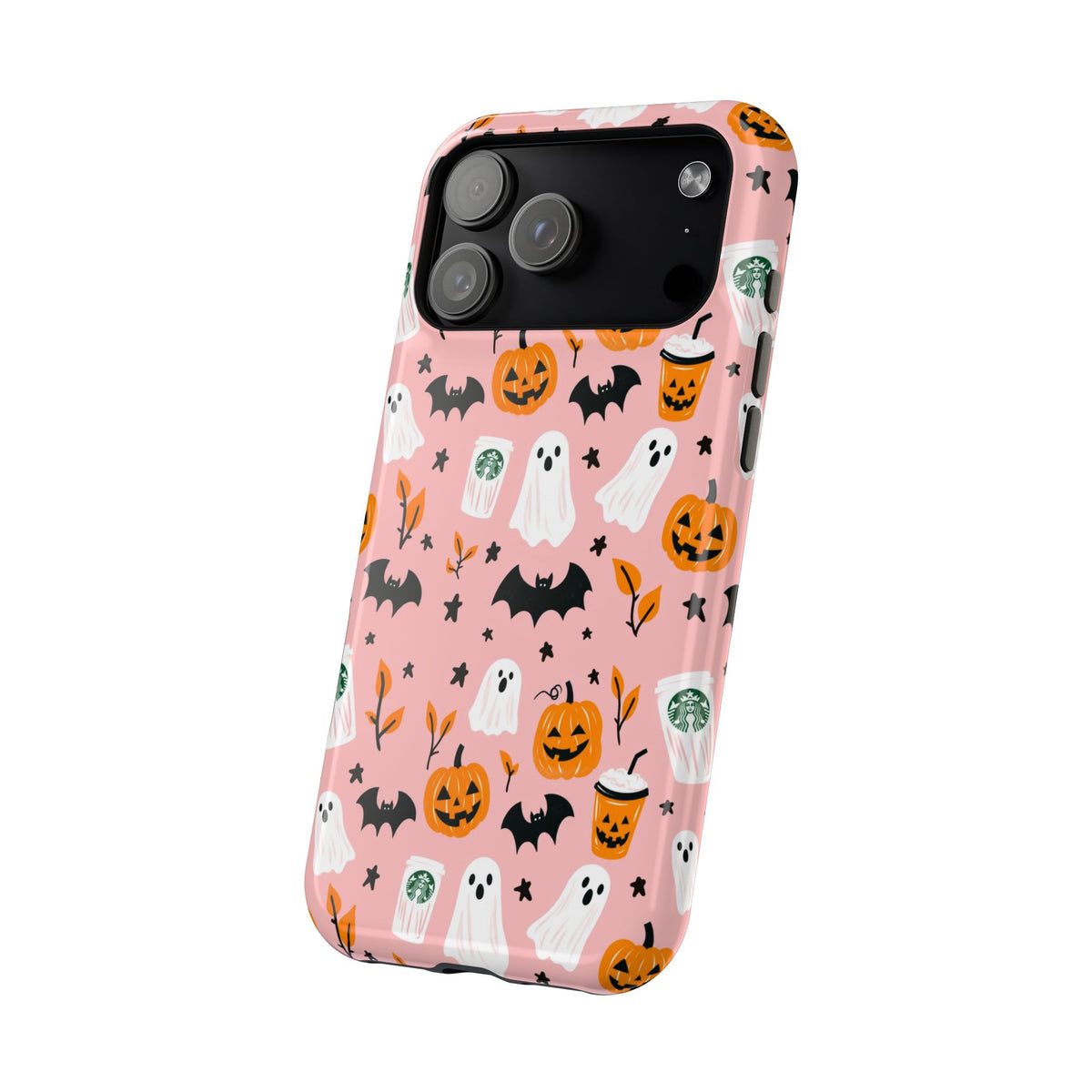 Halloween Cute Pattern Phone Case — Pink Ghosts, Pumpkins & Bats Magnetic Impact-Resistant