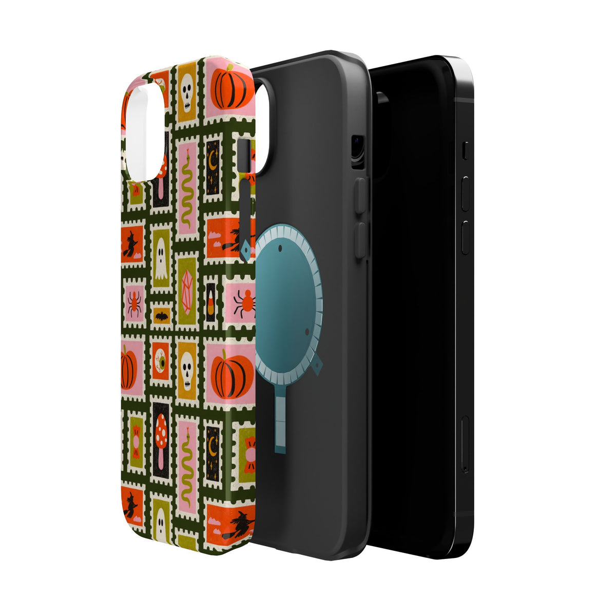 Halloween Stamp Pattern Phone Case — Cute Spooky Icons Magnetic Impact-Resistant Case