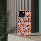Halloween Ghosts & Pumpkins Magnetic Phone Case — Cute Pink Spooky Pattern
