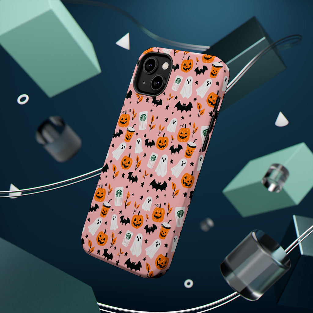 Halloween Ghosts & Pumpkins Magnetic Phone Case — Cute Pink Spooky Pattern