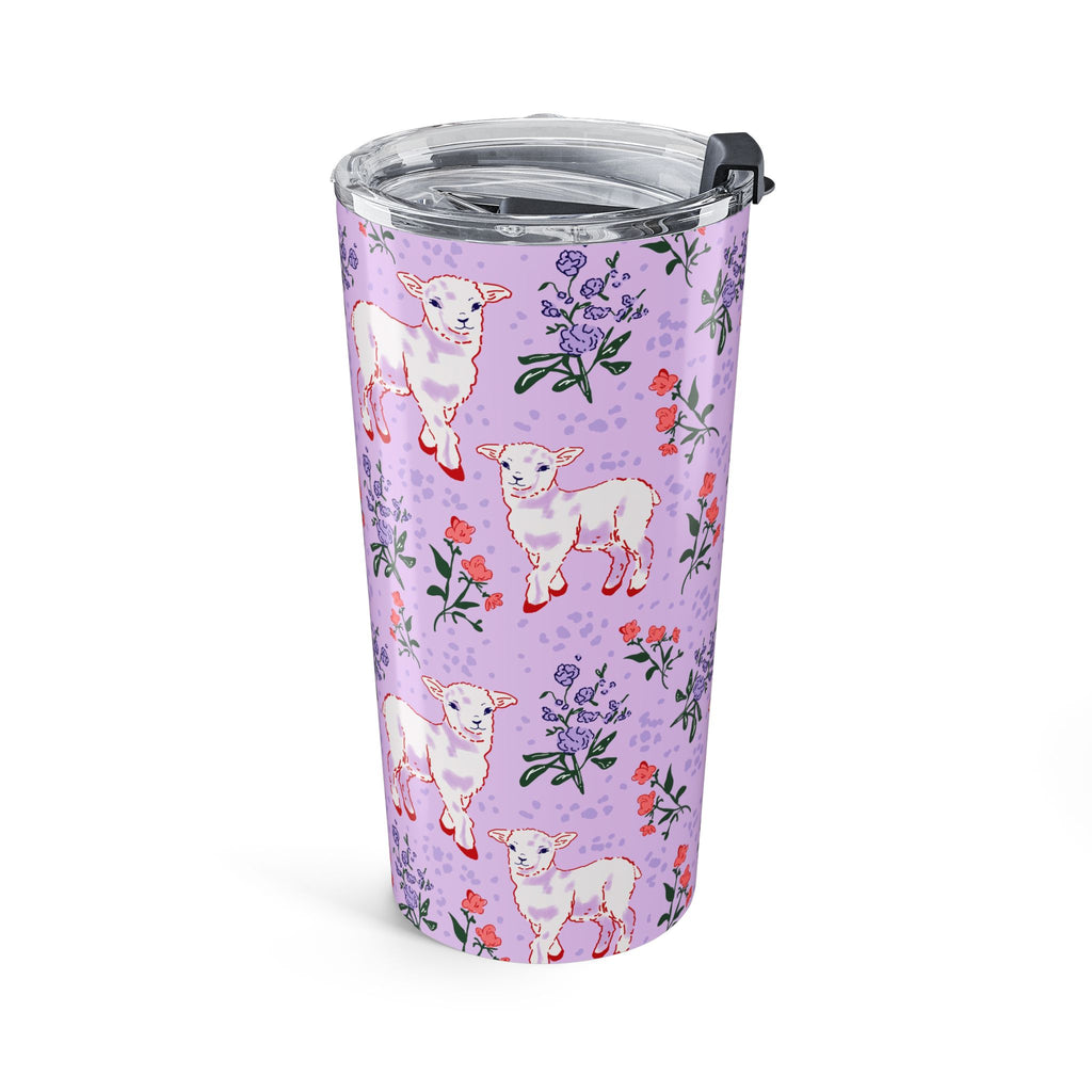 20oz Floral Lamb Tumbler — Cute Pastel Animal Travel Cup