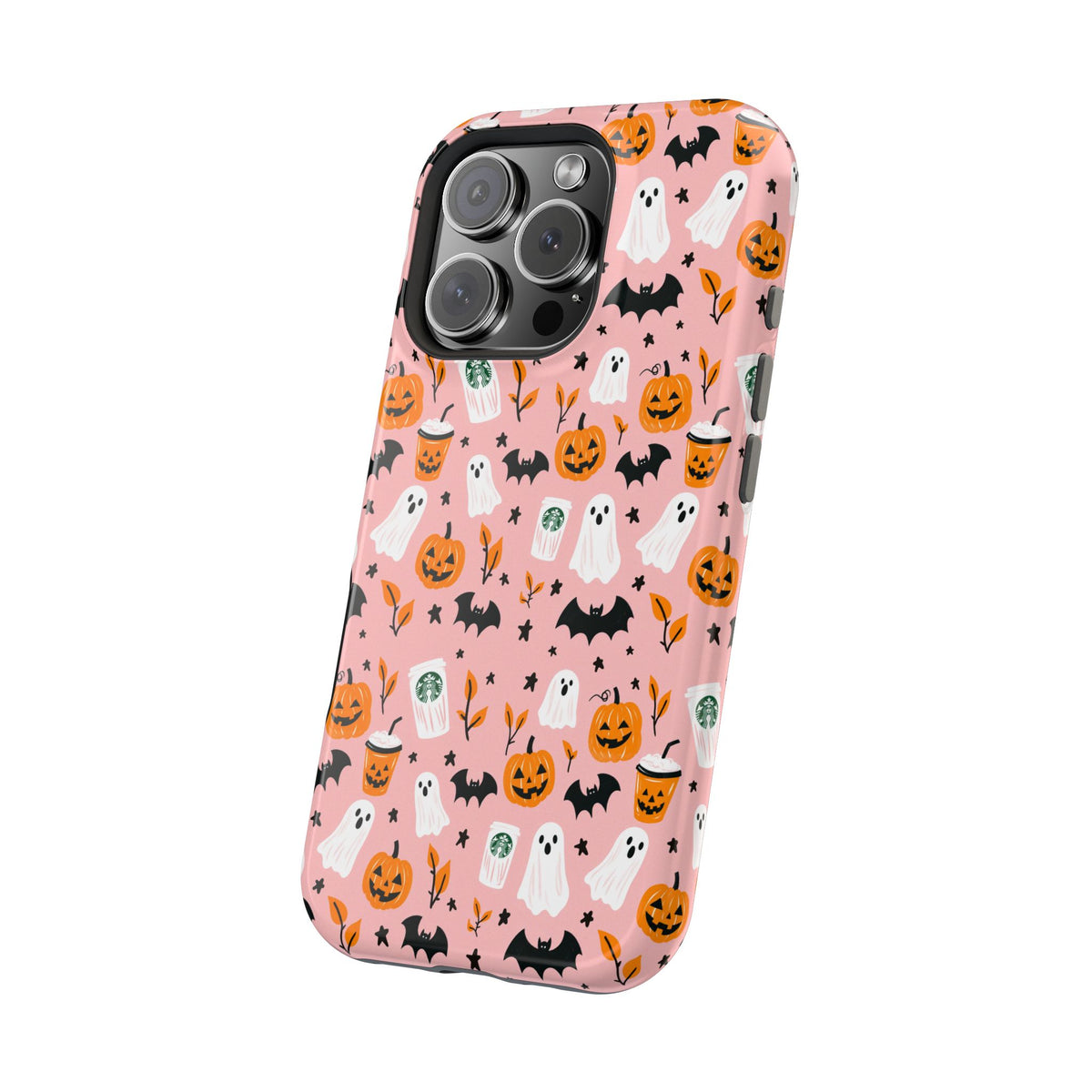 Halloween Ghosts & Pumpkins Magnetic Phone Case — Cute Pink Spooky Pattern