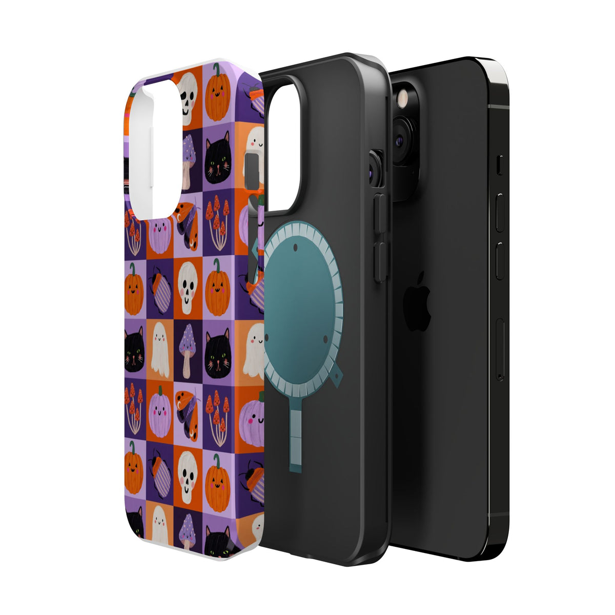 Halloween Pattern Magnetic Impact-Resistant Phone Case — Cute Pumpkins, Cats & Ghosts