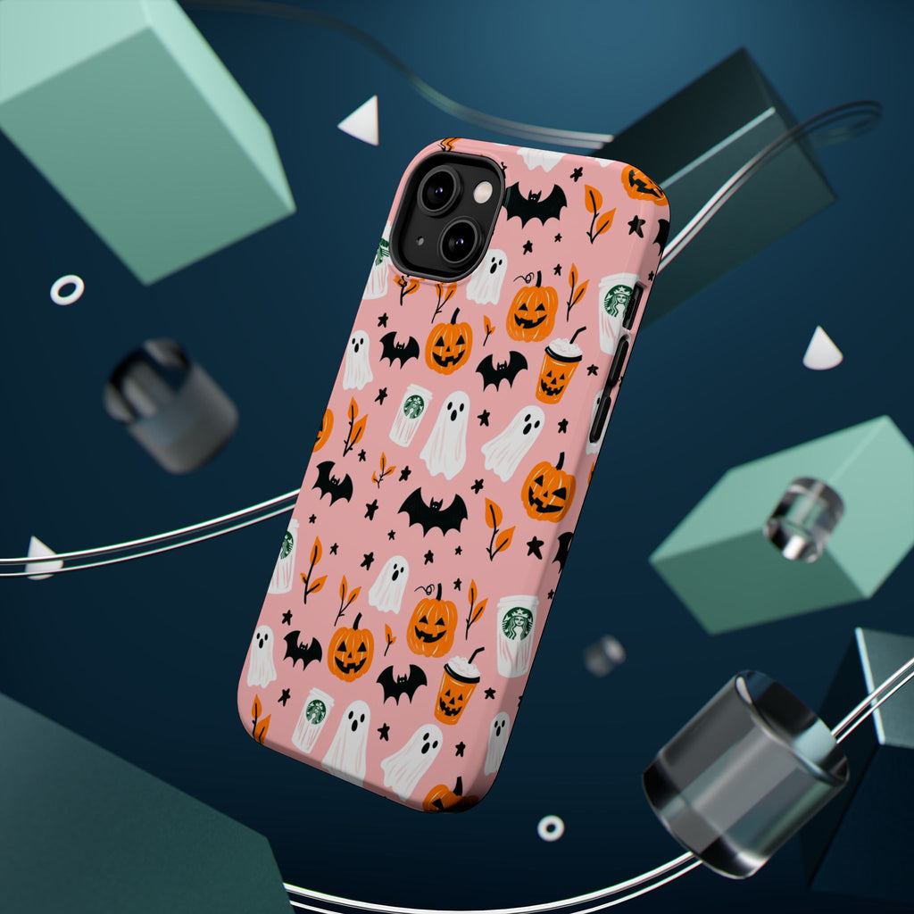 Halloween Cute Pattern Phone Case — Pink Ghosts, Pumpkins & Bats Magnetic Impact-Resistant