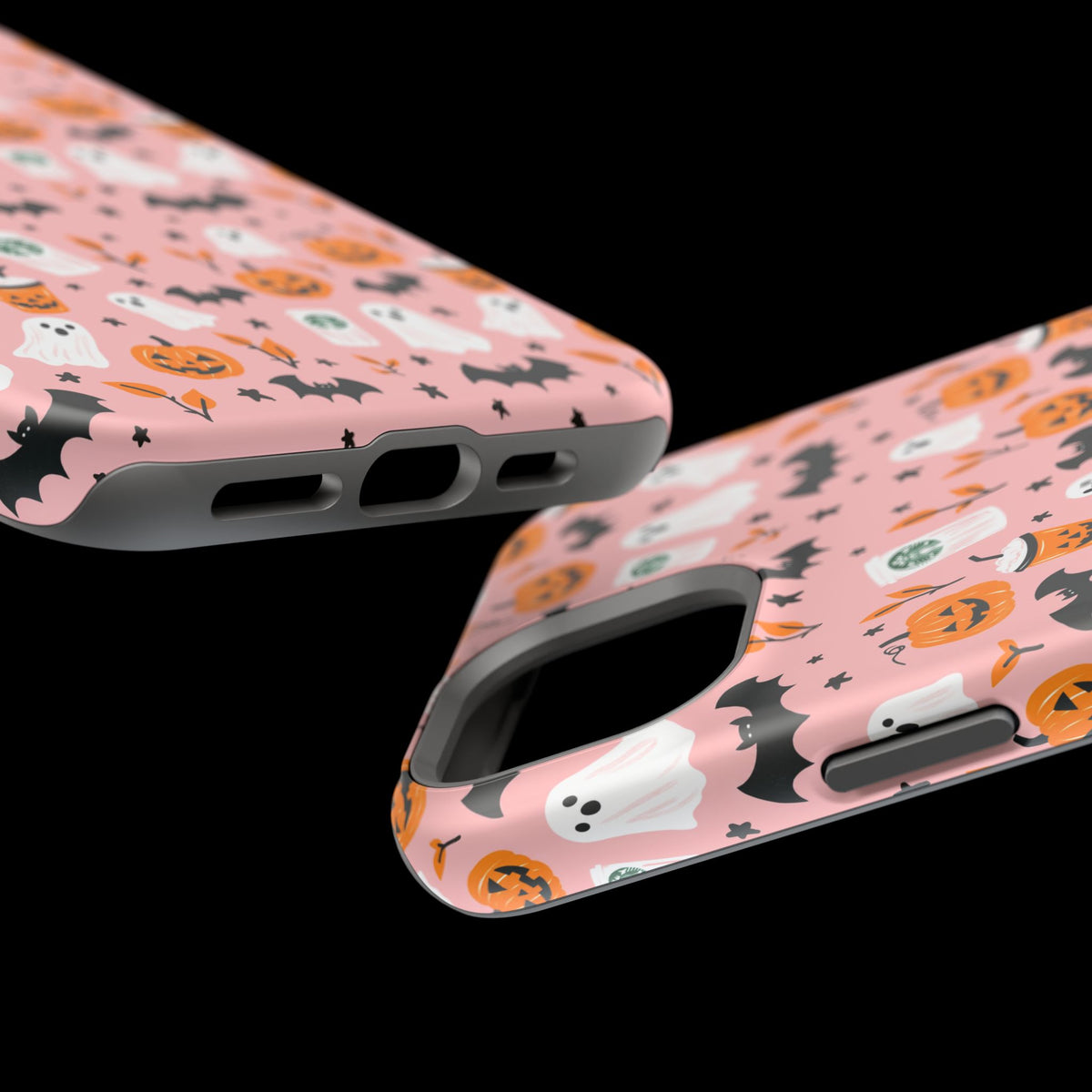 Halloween Ghosts & Pumpkins Magnetic Phone Case — Cute Pink Spooky Pattern